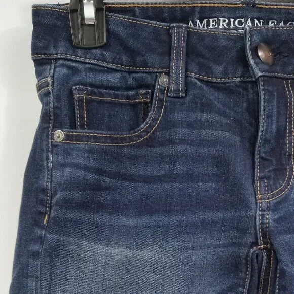 American Eagle AEO Denim Midi Super Stretch Denim Shorts Size 0 - Picture 2 of 9